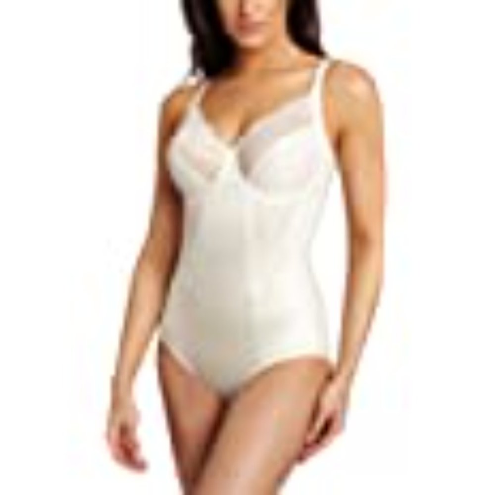 Maidenform Women's Flexees Shapewear Lace-Trim Body Shaper 1456 White Size: 38DD